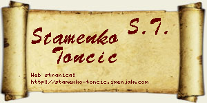 Stamenko Tončić vizit kartica